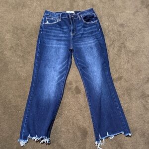 Risen Women's Blue Frayed Hem Jeans